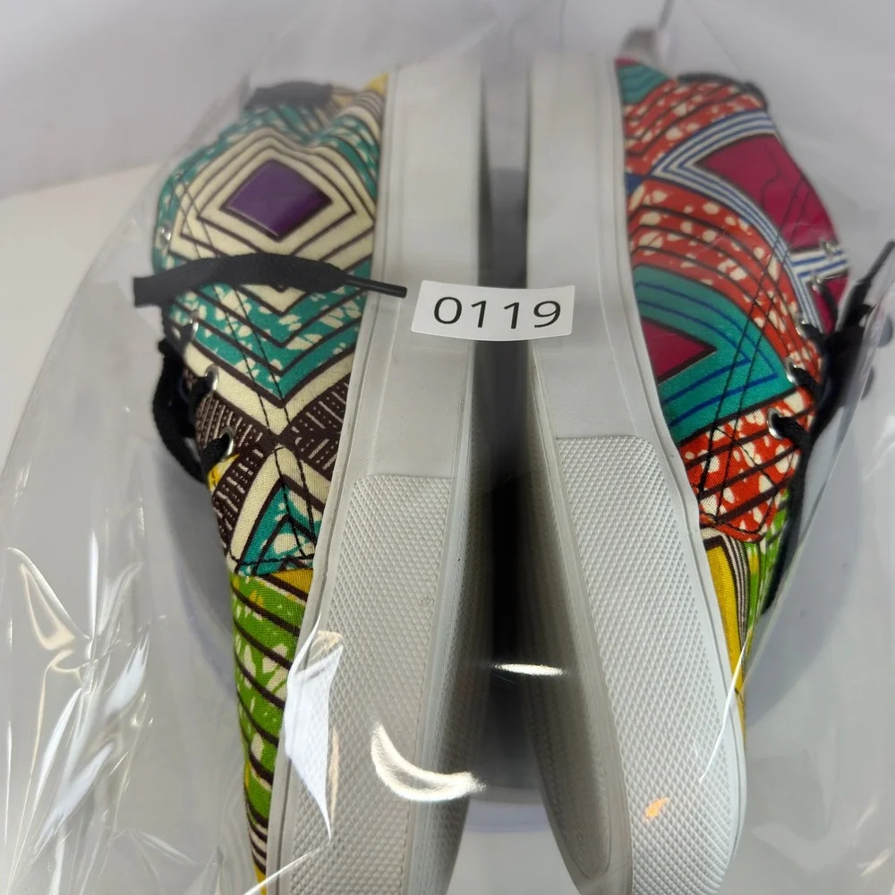 Karmod Geometric Print Low Top Sneakers‎ Multicolor Canvas Size 10